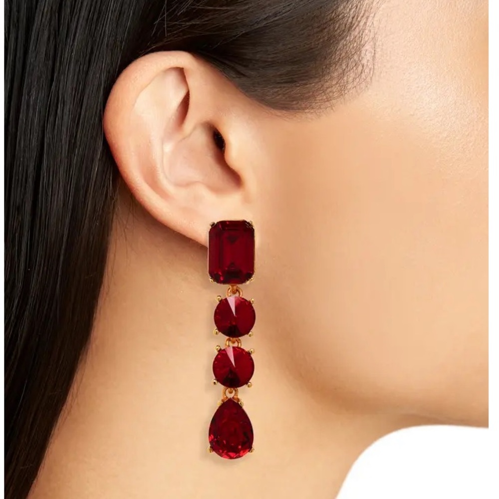 Oscar de la Renta Classic Crystal Linear Drop Earrings